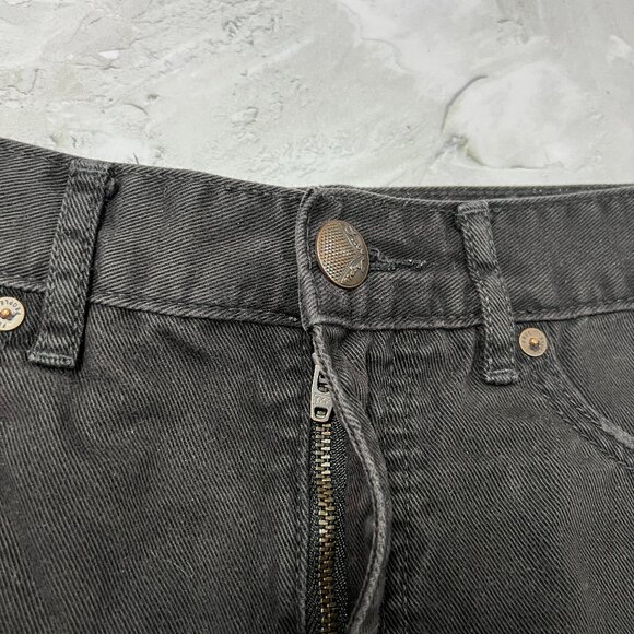 Free People Black Denim Cutoff Shorts Crochet Lace Trim Scalloped Hem SIZE 26 - Picture 5 of 10